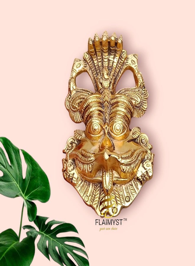 FLAIMYST 6 Inche Kirtimukha for Home Door in Aluminium Metal, Kirtimukha Wall Hanging for Home Decor, Nazar Battu for Home Entrance (Gold Plating) - Image 1